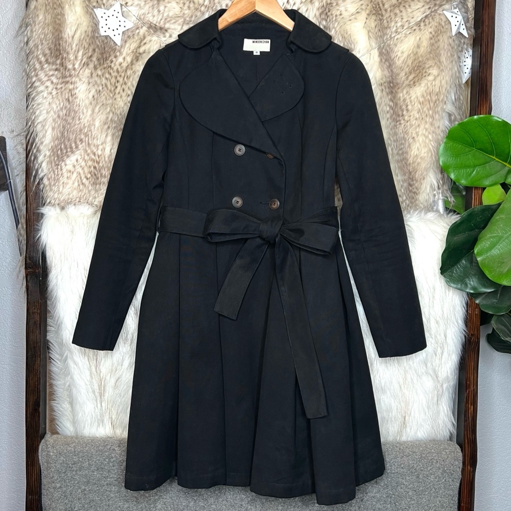 Minden Chan Black Pleated Peacoat